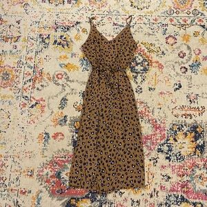 She + Sky Brown and Black Leopard Midi Dress